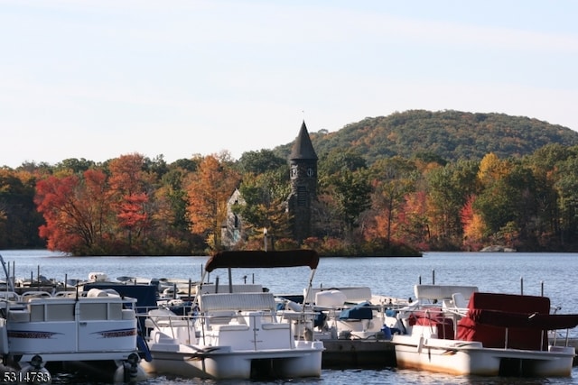 view of dock featuring a water view