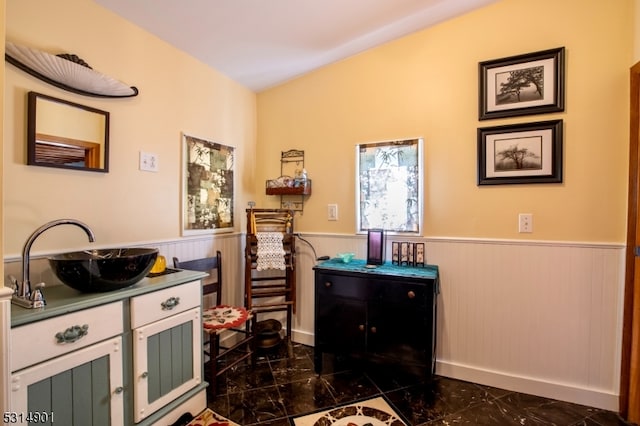 home office featuring sink