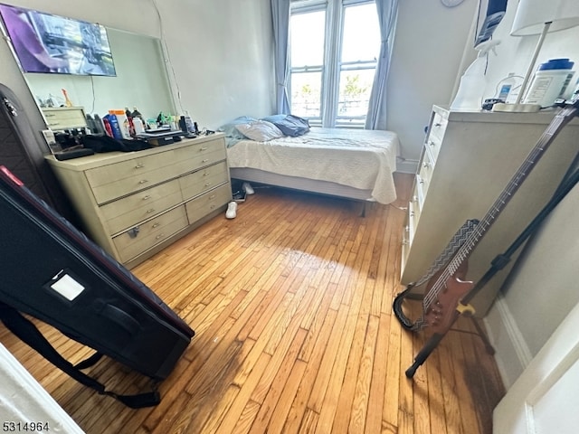 bedroom with light hardwood / wood-style flooring