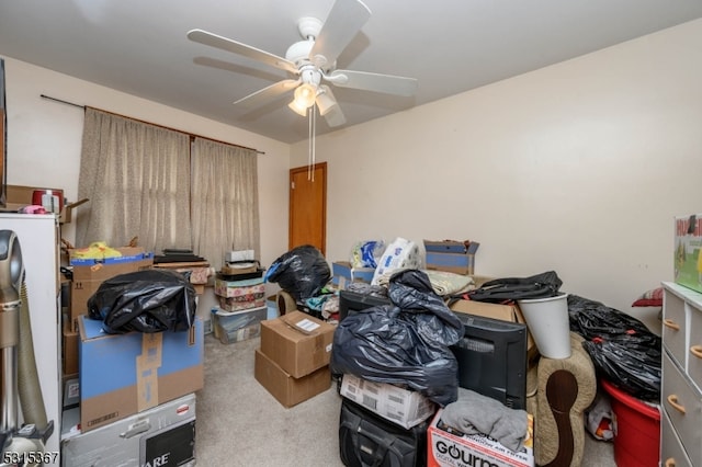 storage featuring ceiling fan