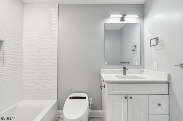 full bathroom featuring vanity, toilet, and shower / bath combination