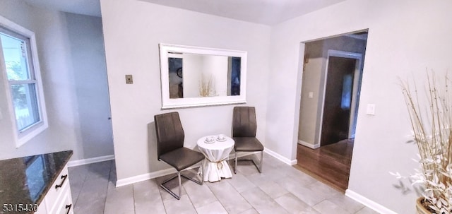 sitting room with light wood-type flooring