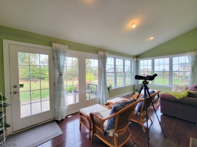 interior space featuring vaulted ceiling