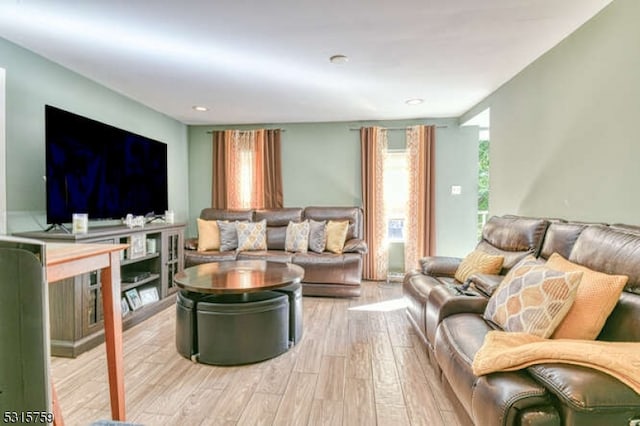 living room with hardwood / wood-style floors