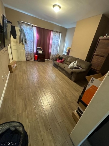 living room with light hardwood / wood-style floors