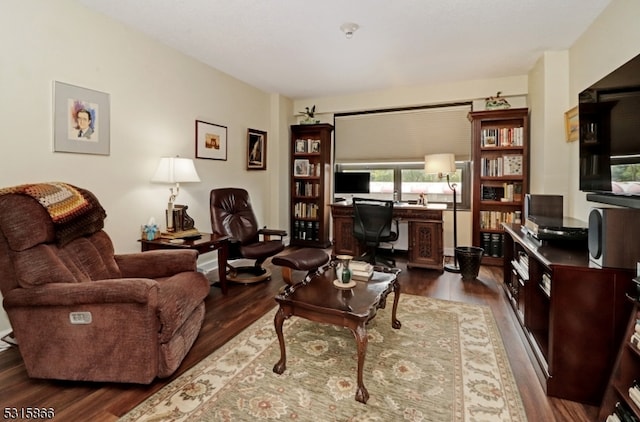 interior space with dark hardwood / wood-style flooring