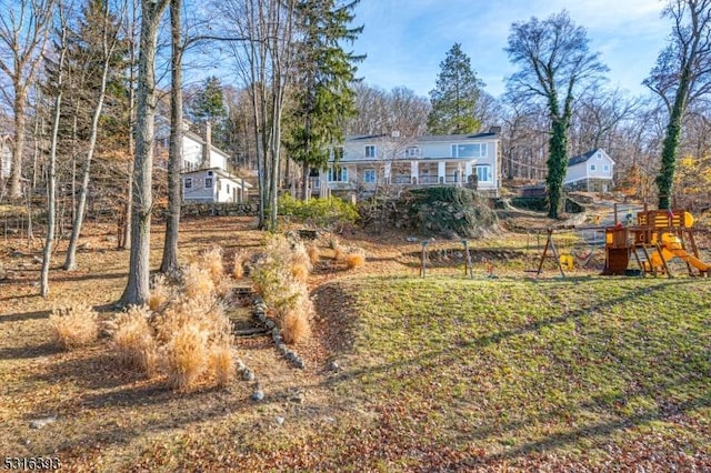 view of yard featuring a playground