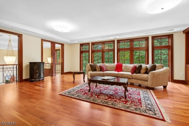 living room featuring light wood-type flooring