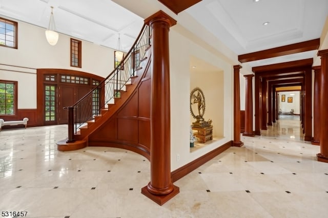 interior space featuring ornate columns