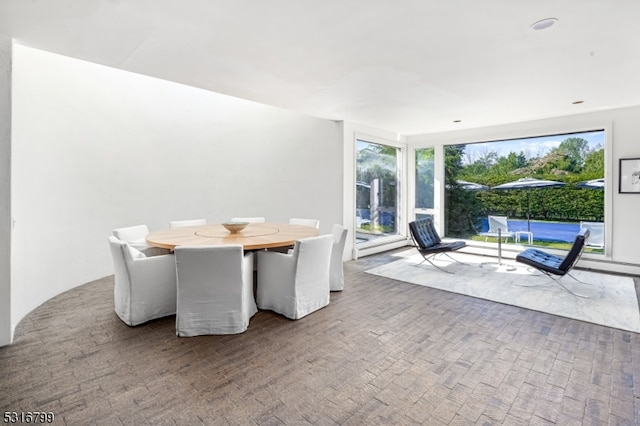 view of carpeted dining room