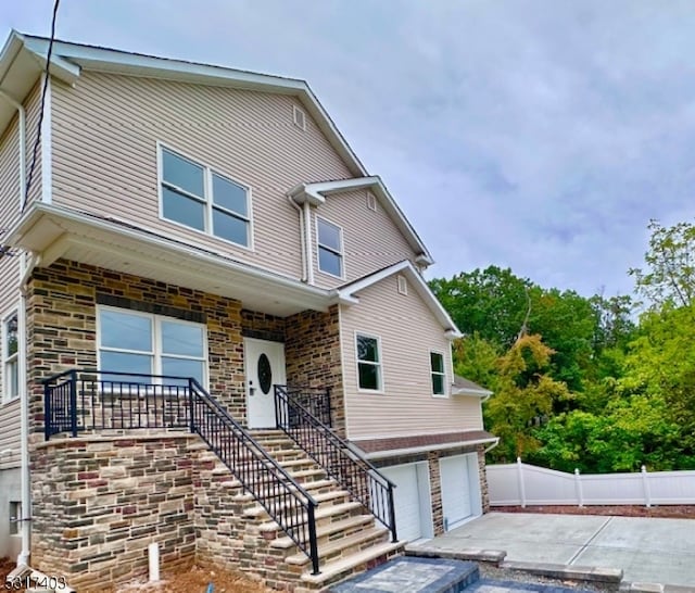 view of front of house with a garage