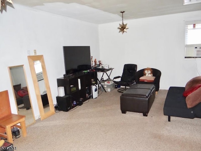 living room with carpet flooring