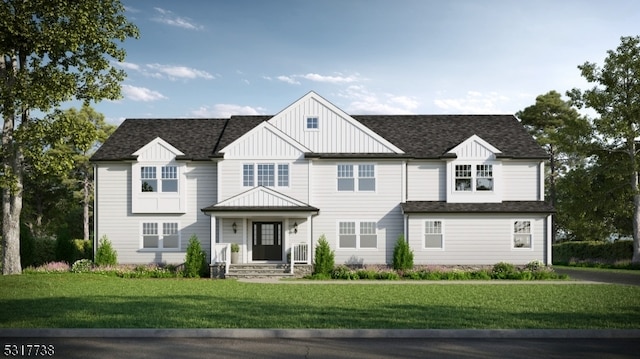 view of front of property featuring a front lawn