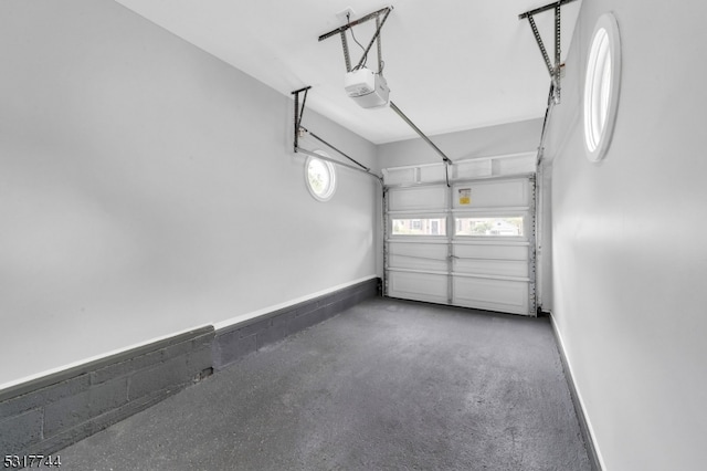 garage with a garage door opener