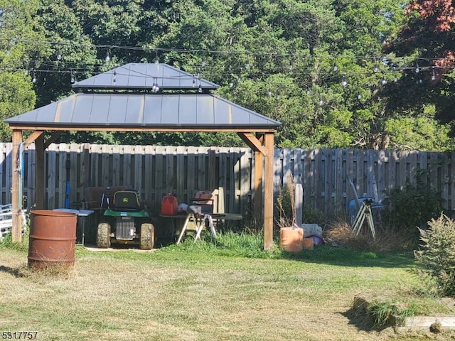 view of yard with a gazebo