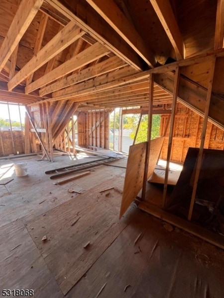 unfinished attic with a wealth of natural light