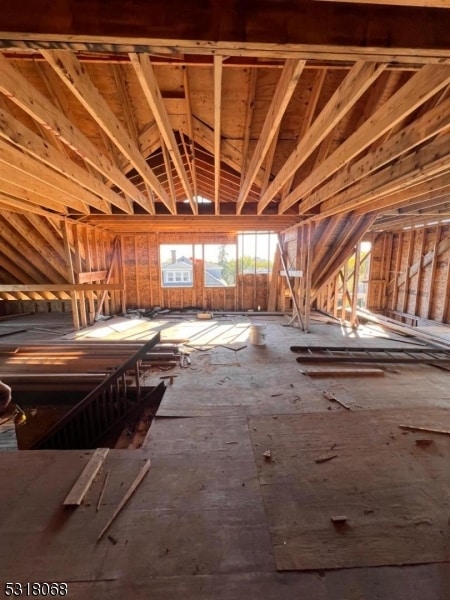 view of unfinished attic