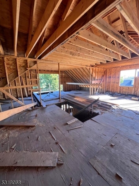 view of unfinished attic