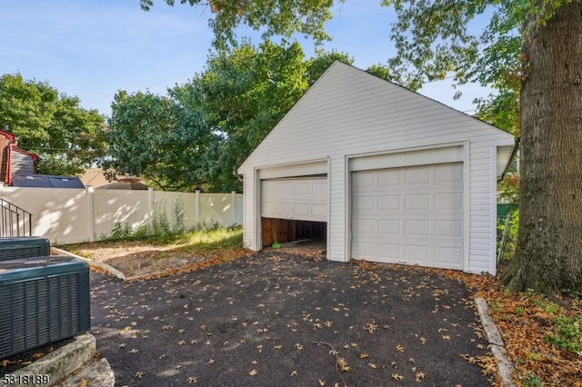 garage with central air condition unit