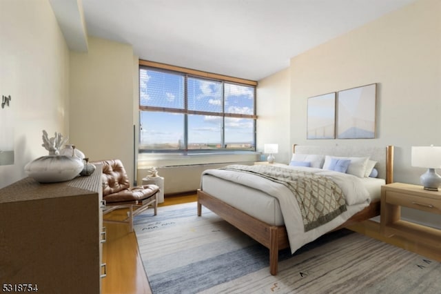 bedroom with light hardwood / wood-style floors