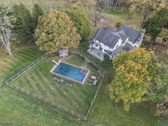 aerial view featuring a rural view