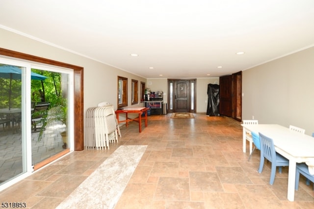 interior space featuring crown molding