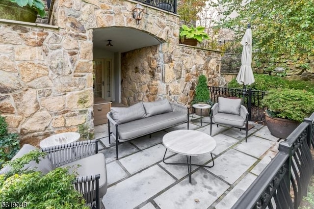 80 Claremont Rd Unit 802, Bernardsville Boro, NJ 07924 - view of patio featuring fence and outdoor lounge area