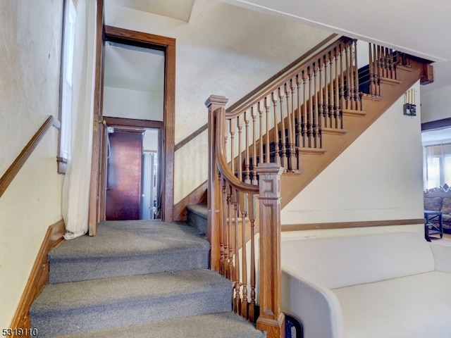 stairs with carpet floors