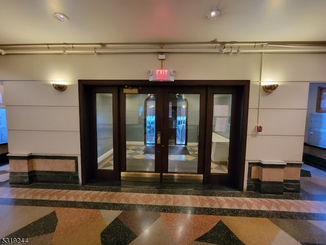 doorway to property with french doors