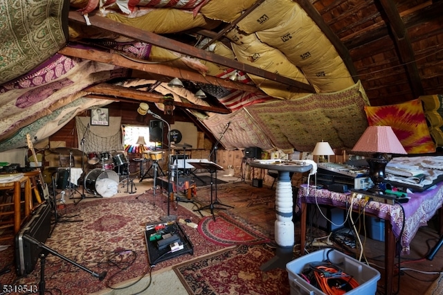 view of unfinished attic