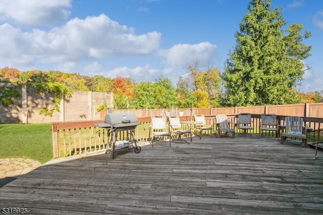 wooden terrace with grilling area