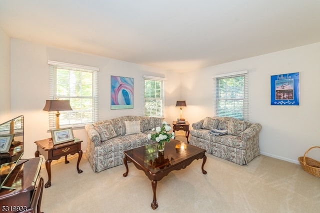 carpeted living room with plenty of natural light