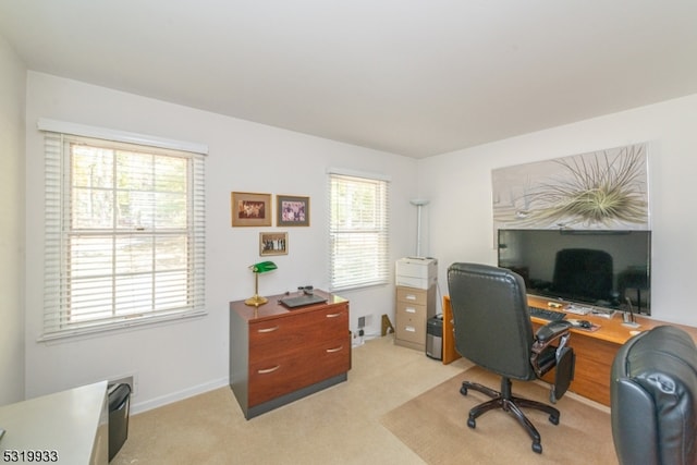 carpeted office space featuring plenty of natural light