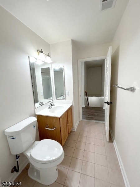 bathroom featuring vanity, toilet, and tile patterned floors