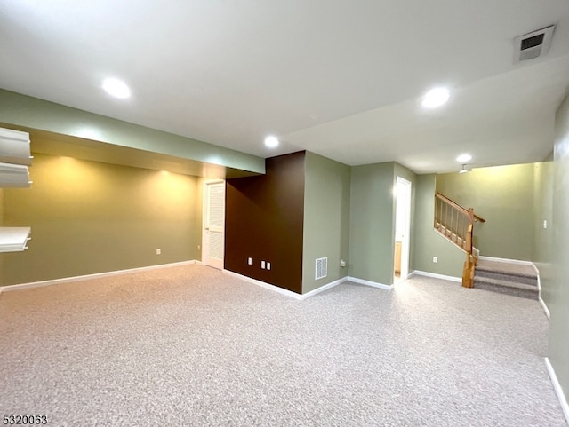 basement featuring carpet