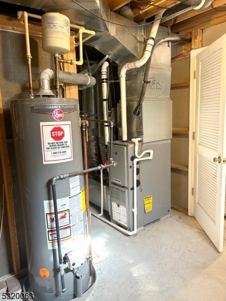 utilities featuring heating unit and gas water heater