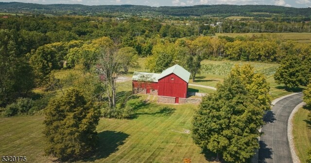 aerial view featuring a rural view