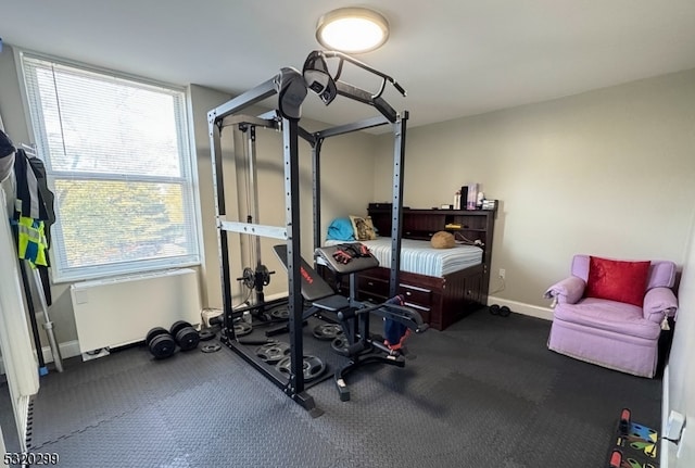 workout room with carpet floors