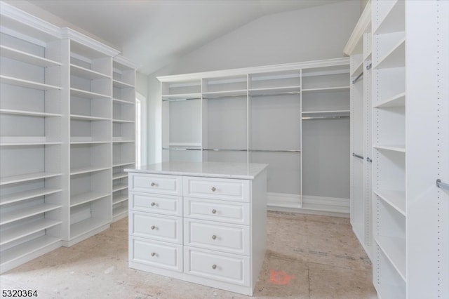 spacious closet featuring lofted ceiling