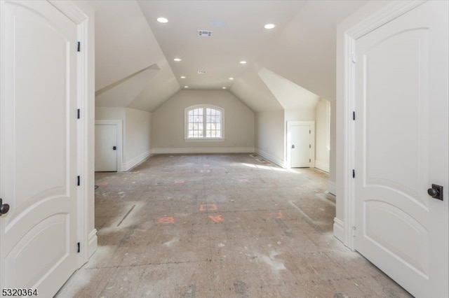 bonus room with lofted ceiling