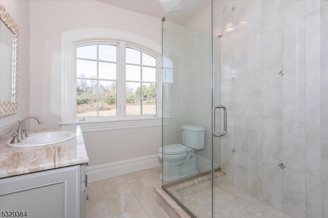 4 Hall Rd, Chester Twp, NJ 07930 - full bath featuring vanity, a stall shower, plenty of natural light, and toilet