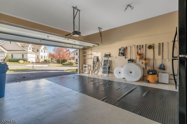 garage with a garage door opener