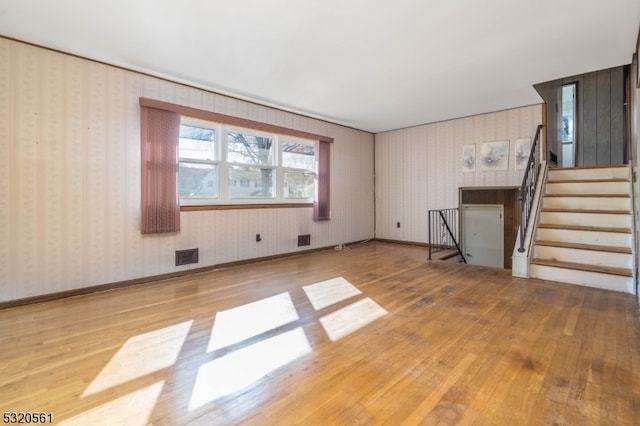 unfurnished living room with light hardwood / wood-style floors