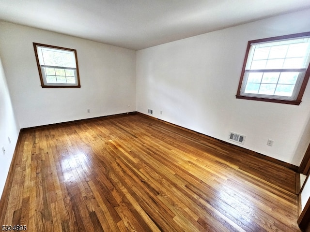 spare room featuring a healthy amount of sunlight and wood-type flooring