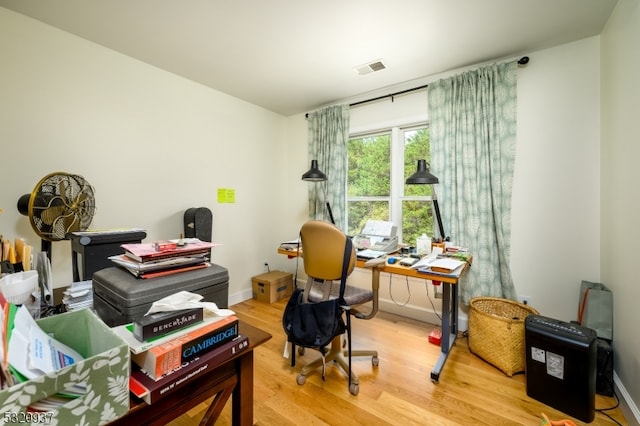 office area featuring light wood-type flooring