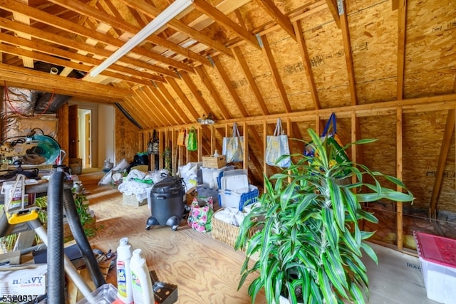 view of unfinished attic