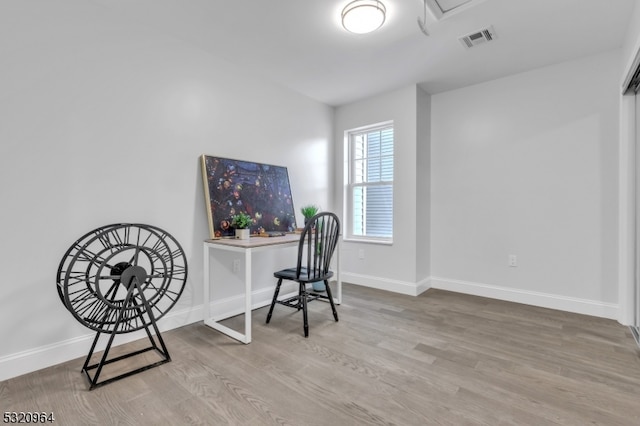 home office featuring light hardwood / wood-style flooring