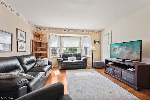 living room featuring light hardwood / wood-style flooring