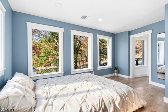 bedroom featuring light hardwood / wood-style flooring