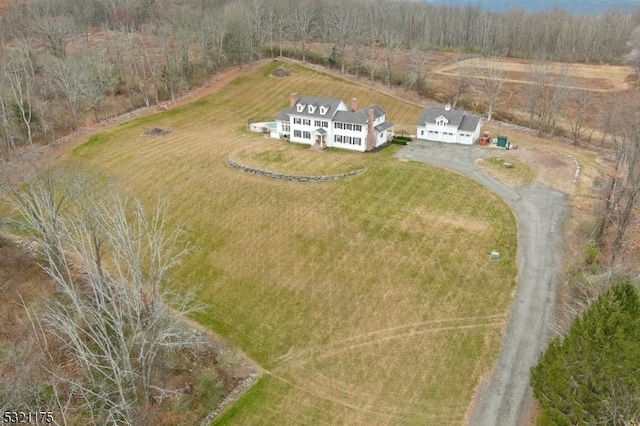 drone / aerial view with a rural view